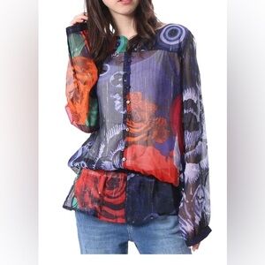 Desigual Colorful Abstract Print Blouse